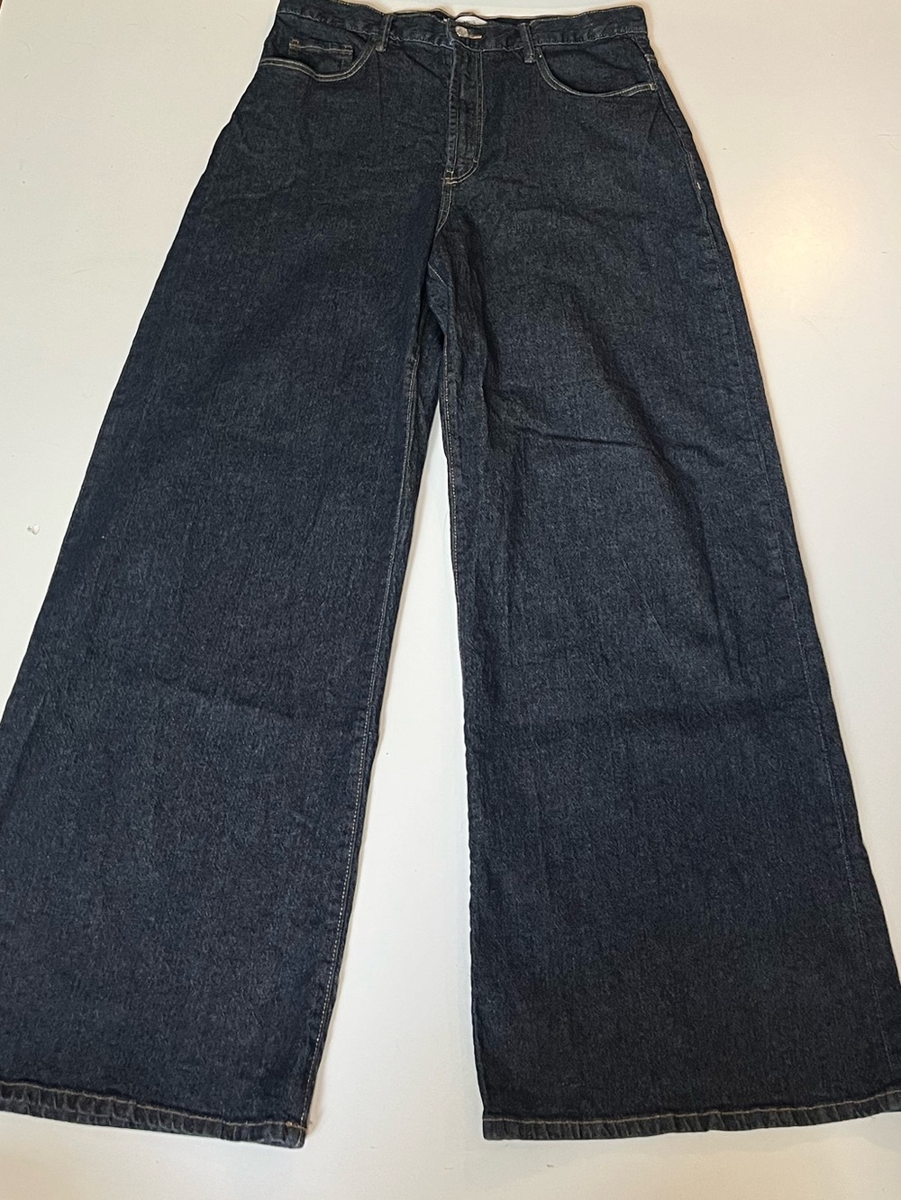 Mango | High Waist Wide-Leg Denim Jeans Dark Indigo Size 10